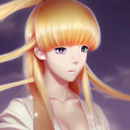 Prompt: portrait of an anime princess in white and golden clothes , digital painting , artstation , devian art , 4k , HD