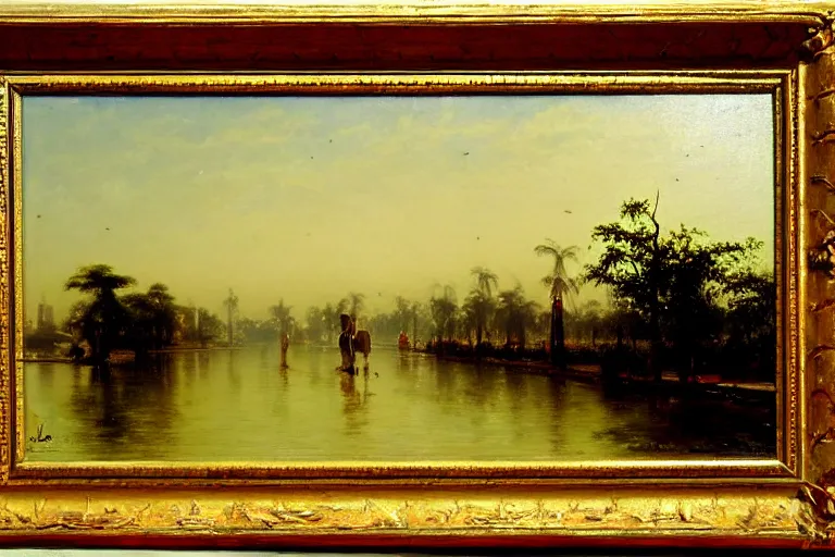 Image similar to oil painting of a kinshasa by albert bierstadt