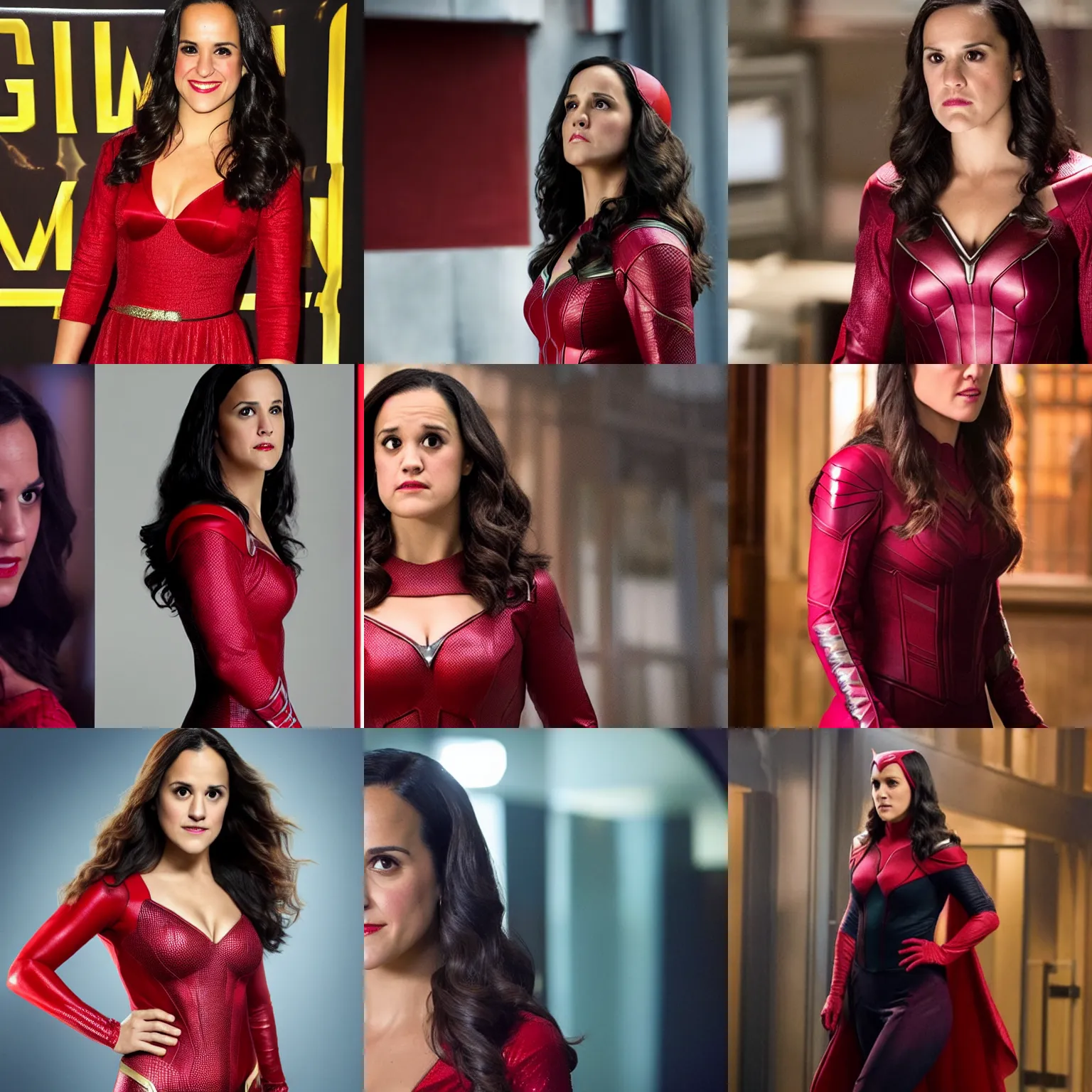 Prompt: Melissa Fumero as Scarlet Witch