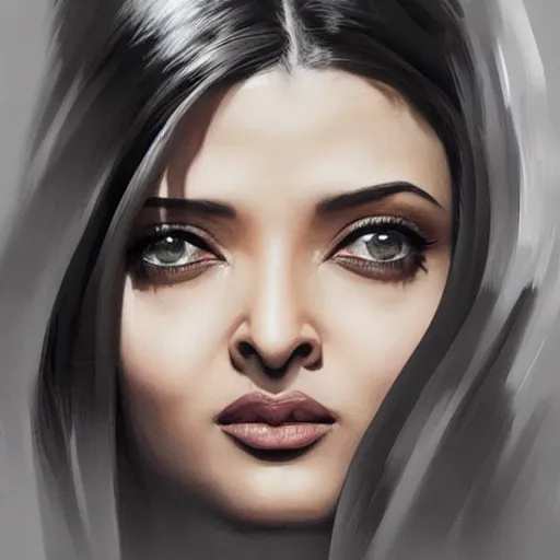 Image similar to “ portrait of aishwarya rai by greg rutkowski, young, attractive, highly detailed portrait, scifi, digital painting, artstation, concept art, smooth, sharp foccus ilustration, artstation hq ”