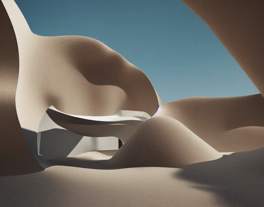 Prompt: desert, white minimalist architecture, stone, portal. zaha hadid, oscar niemeyer, architectural rendering. trending on artstation. vogue magazine. halo. octane rendering, cinematic, hyperrealism, octane rendering, 8 k, depth of field, bokeh. iridescent accents. vibrant. teal gold and red color scheme