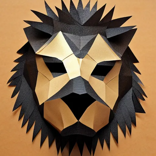 Prompt: a papercraft lion mask, today\'s featured costume design 4k