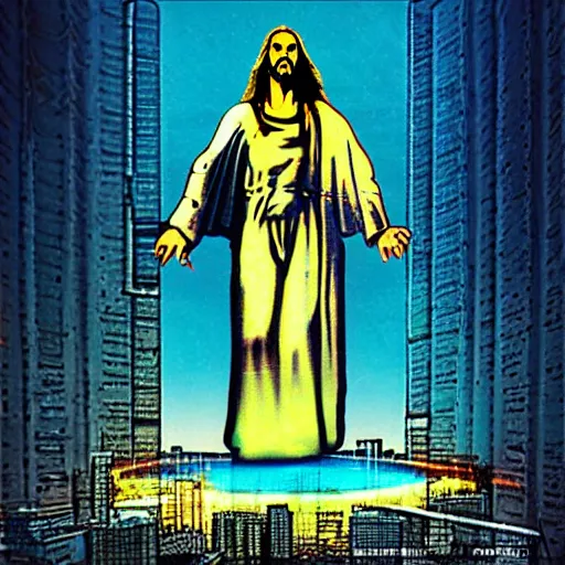 Image similar to cyberpunk christ the redeemer