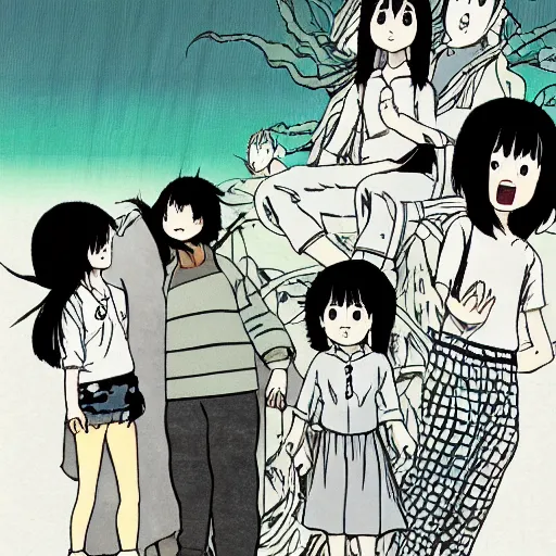 Prompt: studio ghibli in the style of junji ito