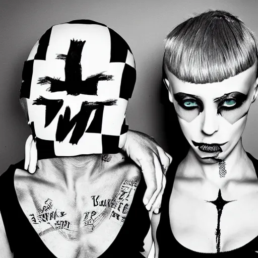 Image similar to blank and white zeff style art, die antwoord