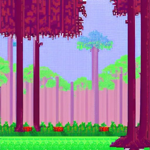 Prompt: a forest, video game background, pixel art,