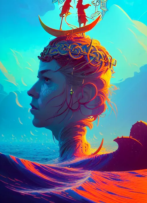 Image similar to fractal tarot card of a viking naturepunk master of oceans and wind water and boats, beautiful detailed realistic cinematic character concept fashion portrait, hi - fructose art magazine, by anton fadeev and paul lehr and david heskin and josan gonzalez, 8 k