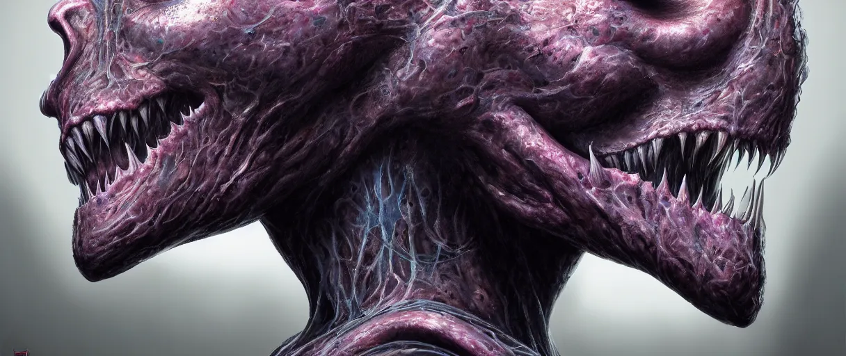 Prompt: hyperrealistic highly detailed side bust of chrome Jötunn smirking sharp concept art wayne barlowe hannah yata cinematic lighting 8k low angle shallow depth of field