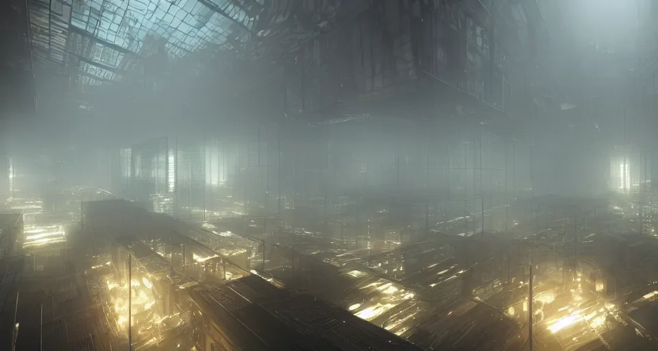 Prompt: very detailed mind of God inside server city hypercube, misty haze, beautiful dramatic moody lighting, cinematic atmosphere, volumetric Lighting, by Greg Rutkowski and Grafit Studio, Lee McCall, Patiphan Sottiwilai, Phong Yintion J - Jiang Geping, Pete Mc Nally