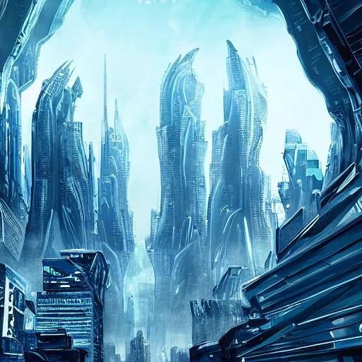 Image similar to alien megacity, artstation, dramatic, cinematic, 4 k