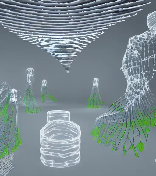 Prompt: x - ray bioremediation architecture installation, art exhibition, biennale, museum, vr, virtual