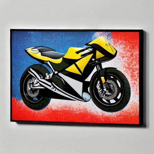 Image similar to mike kungl moto mick giclee on hand textured canvas