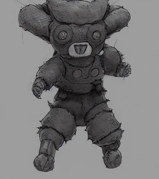 Prompt: attractive little boy wearing an cyborg bear suit, artwork in kentaro miura and made in abyss and inazuma eleven, smooth, beautiful lightness, anatomically correct, trending on pixiv, fantastic composition, realistic