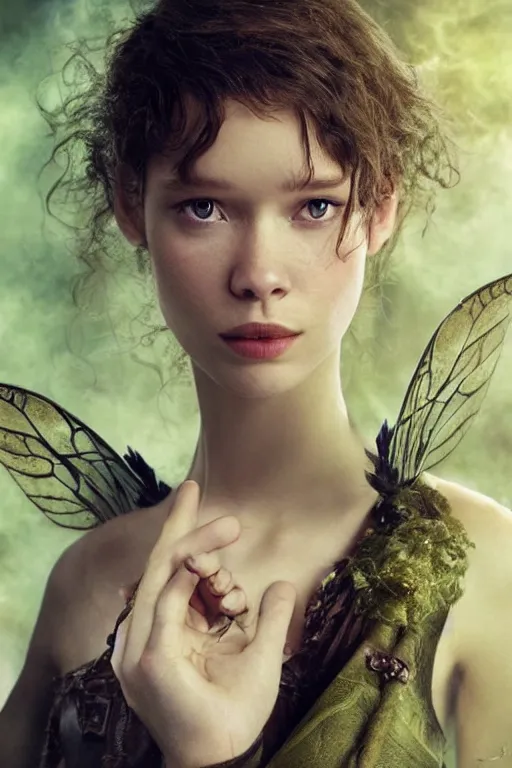 Prompt: astrid berges frisbey as a pixie in the style of wizards of the coast