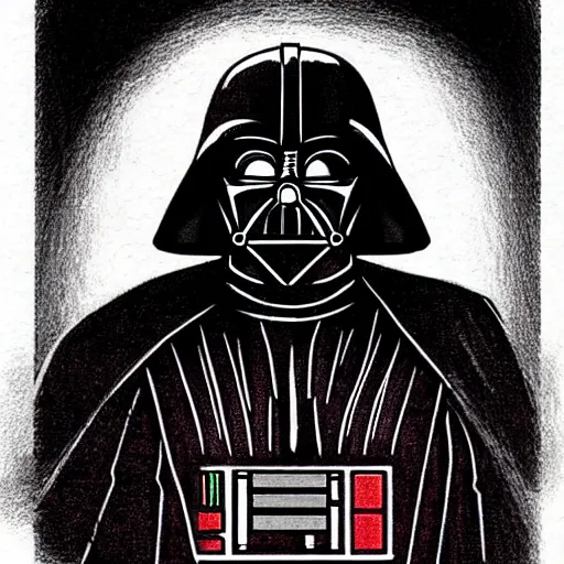 Prompt: Darth Vader drawn in the art style of Darkest Dungeon