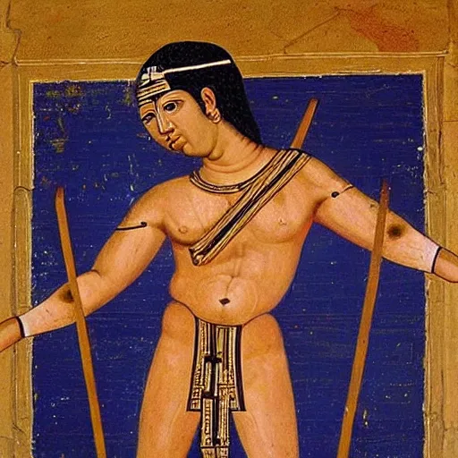 Prompt: The God of beating,Graceful body,Symmetrical,Greek painting