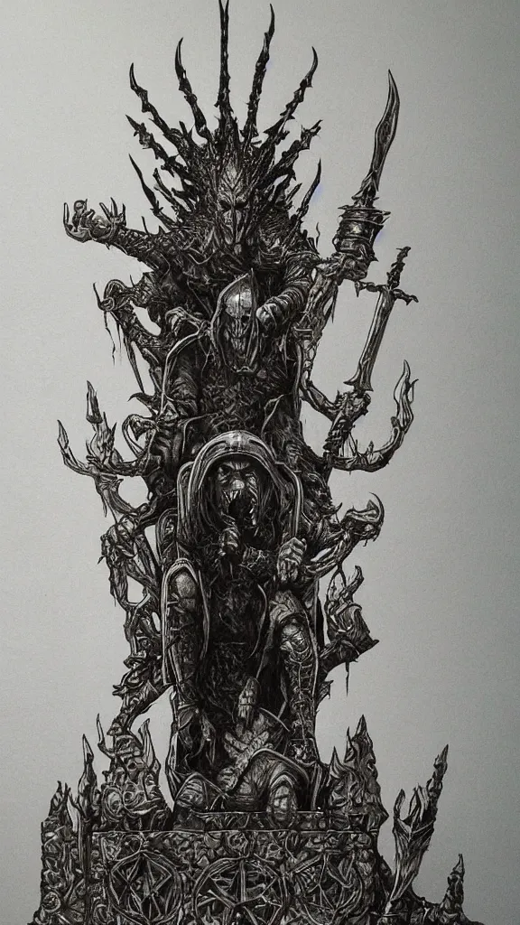 Prompt: the pisslord on his urinal throne, photorealistic, hyperrealistic, d & d, dungeons and dragons, highly detailed, intricate, dark fantasy art, satanic, evil, regal, ink