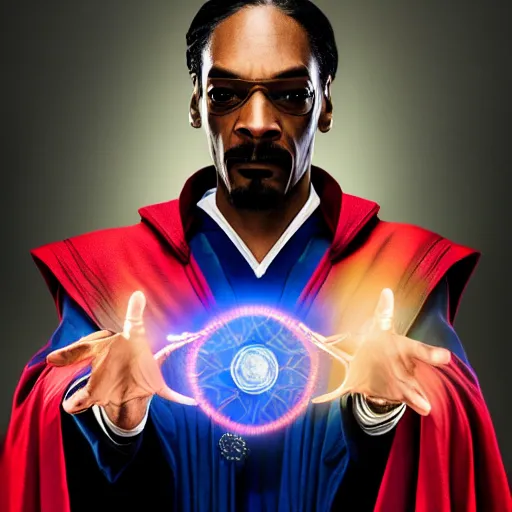 Prompt: snoop dogg as doctor strange, marvel cinematic universe, mcu, canon eos r 3, f / 1. 4, iso 2 0 0, 1 / 1 6 0 s, 8 k, raw, unedited, symmetrical balance, in - frame,