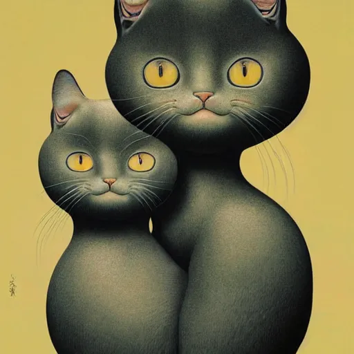Prompt: a cat made of cats which are made of cats by naoto hattori and hiyao miyazaki and casey weldon and salvador dali and rene magritte and hans bellmer
