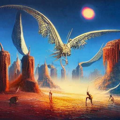 Image similar to ordinary horrendous deeds of the ordinary men in the style of bruce pennington and jeff easley, 8 k resolution