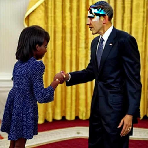 Image similar to amelia watson finally shakes hands with her hero, barack obama