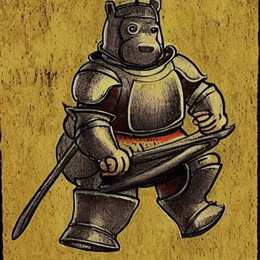 Prompt: winnie the poo as a medieval knight