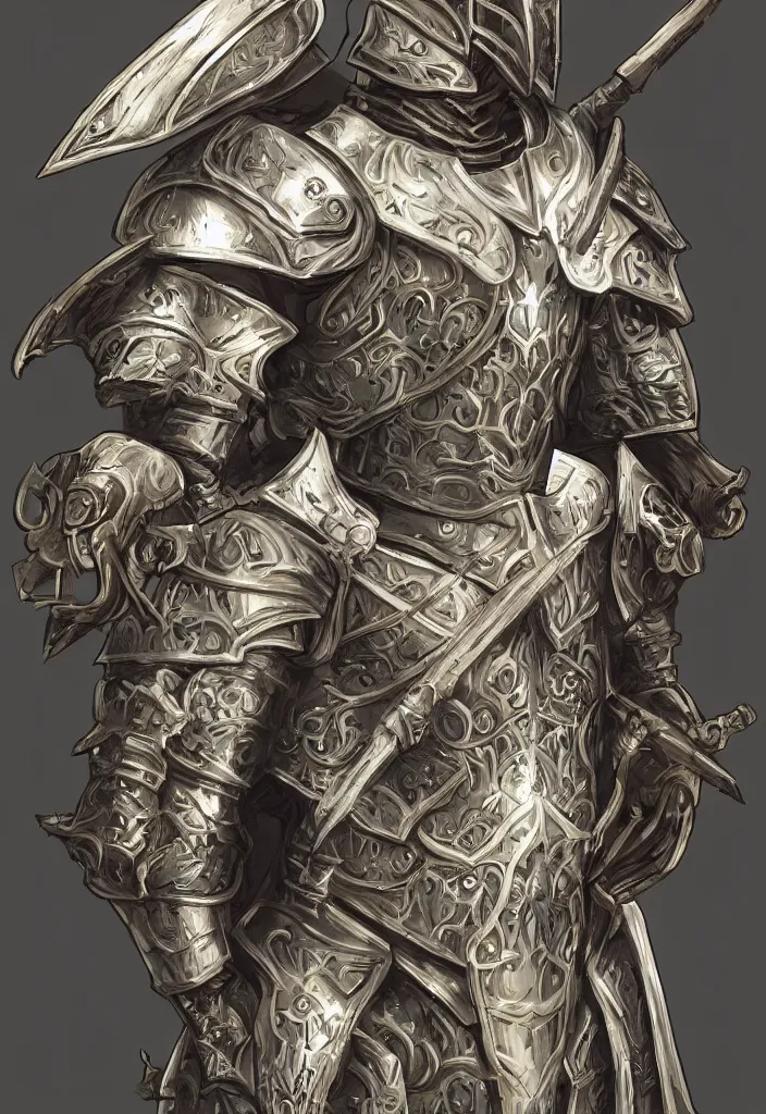 Image similar to armored holy knight, wings on the helm, fantasy, trending on artstation, digital art, intricate details on armor