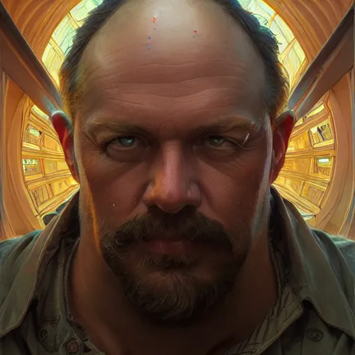 Prompt: perfectly - centered - portrait of a crazy truck driver, intricate, highly detailed, digital painting, artstation, concept art, smooth, sharp focus, illustration, unreal engine 5, 8 k, art by artgerm and greg rutkowski and alphonse mucha