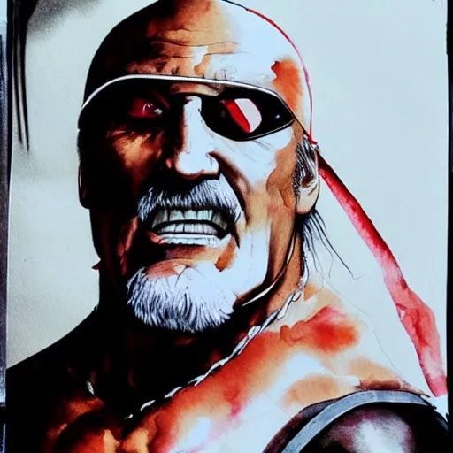 Image similar to Hulk Hogan as the pope, drawn by Yoji Shinkawa, water color