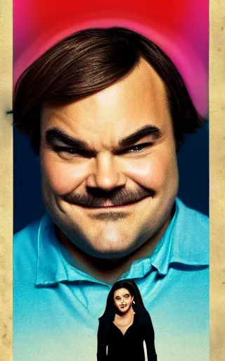 Image similar to movie poster of Jack Black and Ariana Grande staring in a romantic comedy