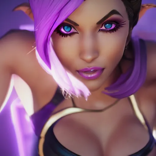 Prompt: still of pretty Caitlyn (League of Legends) in KDA More music video. 3d render, octane render, game art, realistic, highly detailed, trending on artstation, 4k, trending on artstation, pixar, cgsociety, unreal engine 5, redshift render, trending on artstation, blender, behance, cg