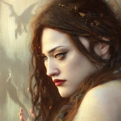 Image similar to kat dennings by gaston bussiere, bayard wu, greg rutkowski, giger, maxim verehin, greg rutkowski, masterpiece, sharp focus, cinematic lightning