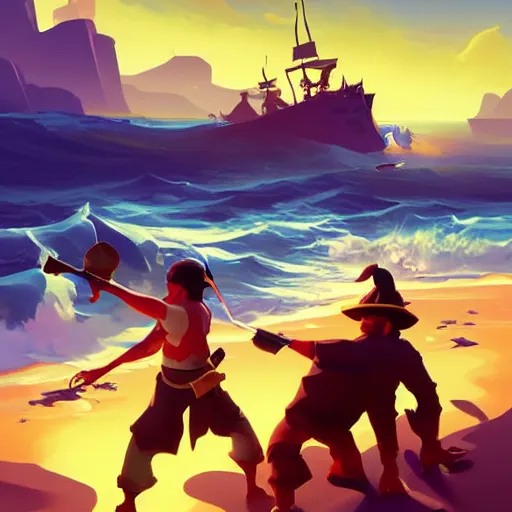 Image similar to painting treasure on sea of thieves game smooth median photoshop filter cutout vector, behance hd by jesper ejsing, by rhads, makoto shinkai and lois van baarle, ilya kuvshinov, rossdraws global illumination