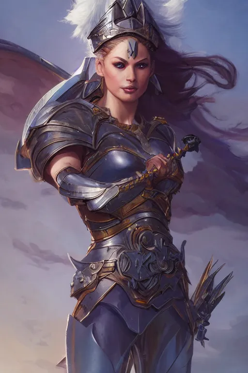 Image similar to amazon valkyrie athena, d & d, fantasy, portrait, highly detailed, headshot, digital painting, trending on artstation, concept art, sharp focus, illustration, art by artgerm and greg rutkowski and magali villeneuve