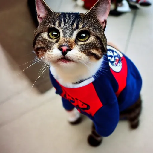 Image similar to cat wearing a letterman jacket