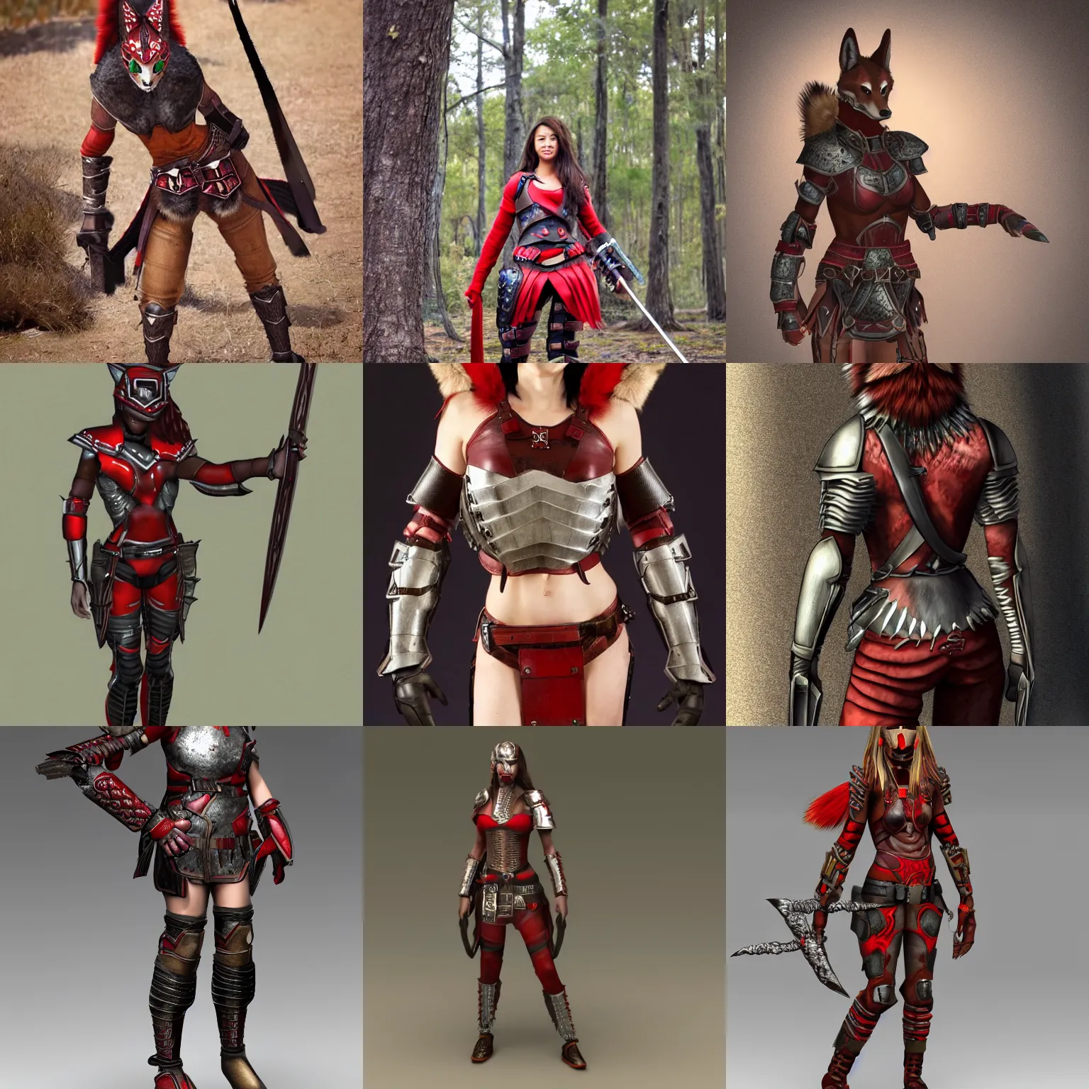 Prompt: anthro female red wolf wearing half armor