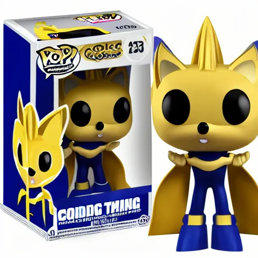 Prompt: a golden sonic the hedgehog pop figure, product image,