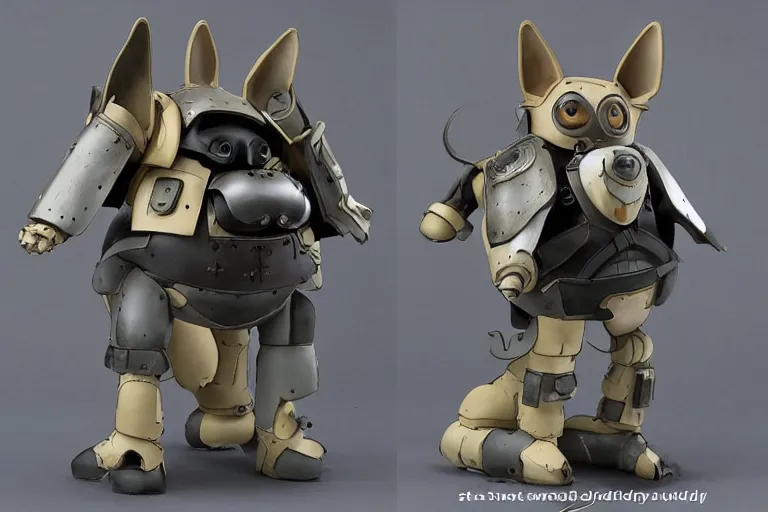 Image similar to heavily armoured mechanical corgi by studio ghibli