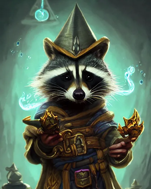 Prompt: closeup 2 8 mm anthropomorphic wizard raccoon casting a spell in a castle, d & d, fantasy, intricate, action pose, particle effects, highly detailed, digital painting, artstation, concept art, matte, sharp focus, volumetric lighting, illustration, hearthstone, art by artgerm, wlop, craig mullins, alphonse mucha