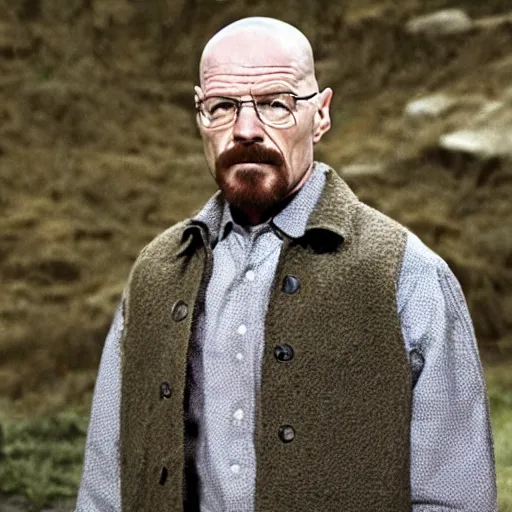 Prompt: Walter White slowly transforming into mashed potato