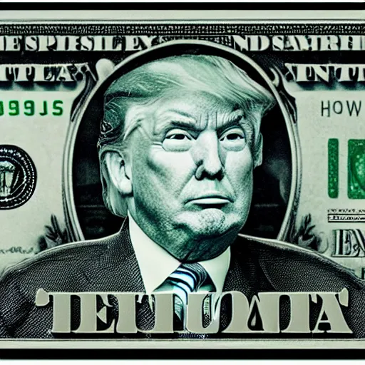 Image similar to donald trump in a 1 dollar bill