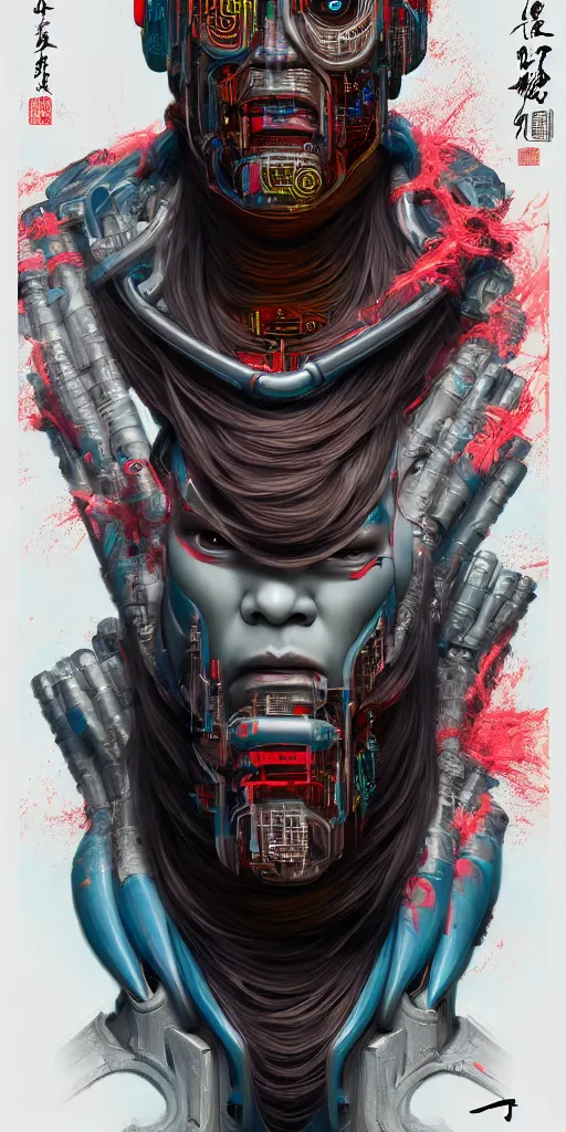 Image similar to cyberpunk oimmortal beast from chinese mythology cyborg portrait, illustration, pop art, splash painting, by lucusfilm, weta studio and james jean, 8 k