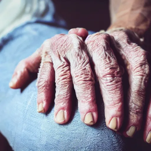 Prompt: photo of hand old womans with too many fingers