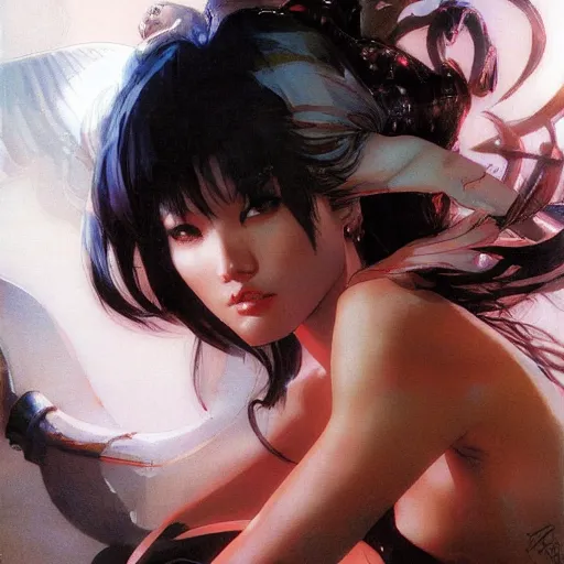 Image similar to asian beauty by peter andrew jones and akihiko yoshida, rule of thirds, seductive look, beautiful