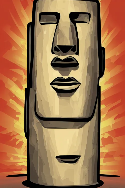 Image similar to vector moai statue digital illustration cartoon graffity street popart comics