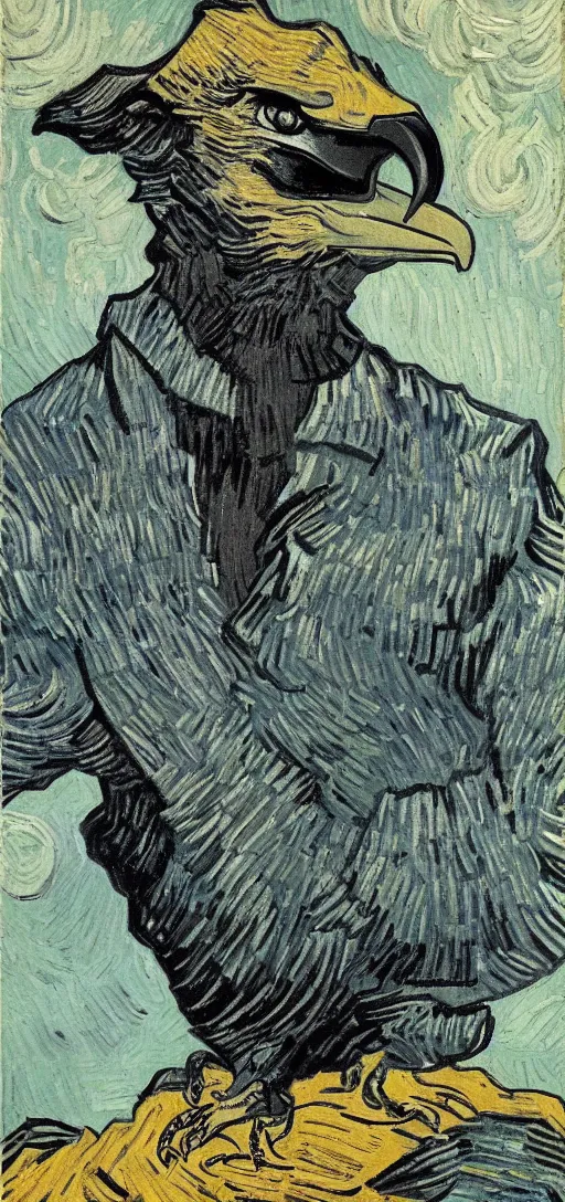 Image similar to vulture look in the style of Vincent Van Gogh