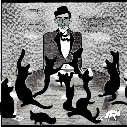 Prompt: the godfather surrounded by cats