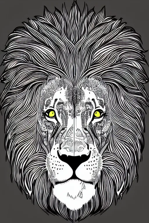Image similar to Portrait of a lion, anime, sticker, colorful, illustration, highly detailed, simple, smooth and clean vector curves, no jagged lines, vector art, smooth