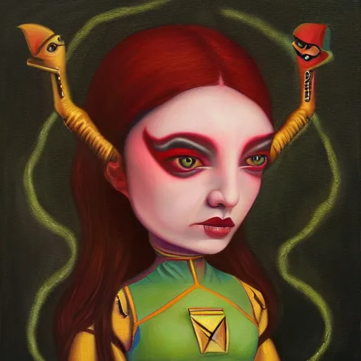 Prompt: Klingon girl, lowbrow painting by Mark Ryden