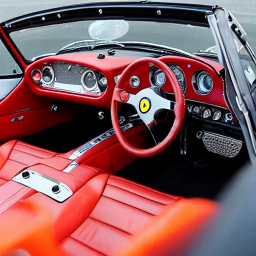 Prompt: driver's view of a ferrari 2 5 0 gt lwb california spider